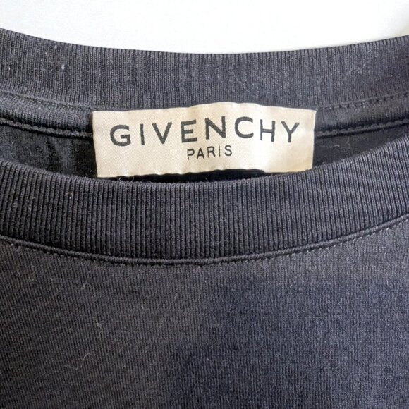 Givenchy Short Sleeve T-Shirt Men's Floral Print Logo, Size L, Hole in Front - Picture 2 of 5